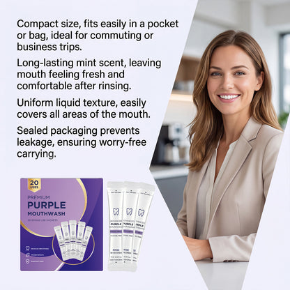 Purple Mouthwash Sachets for Brighter Smile & Fresh Breath