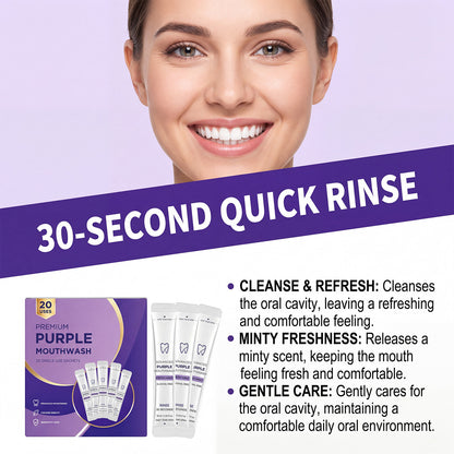 Purple Mouthwash Sachets for Brighter Smile & Fresh Breath