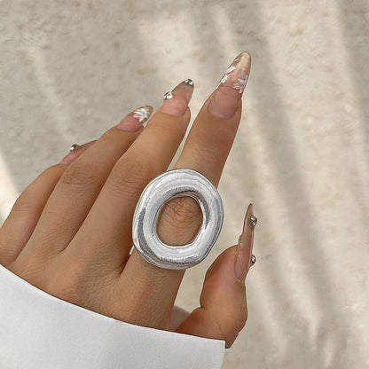 Ins Cold Wind Irregular Water Drop Open Ring Fashion Texture Flower Pearl Ring