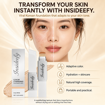 Color-Changing Foundation Stick with Built-In Brush – Smooth Natural Finish