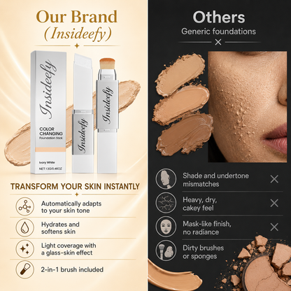 Color-Changing Foundation Stick with Built-In Brush – Smooth Natural Finish