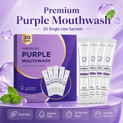 Purple Mouthwash Sachets for Brighter Smile & Fresh Breath